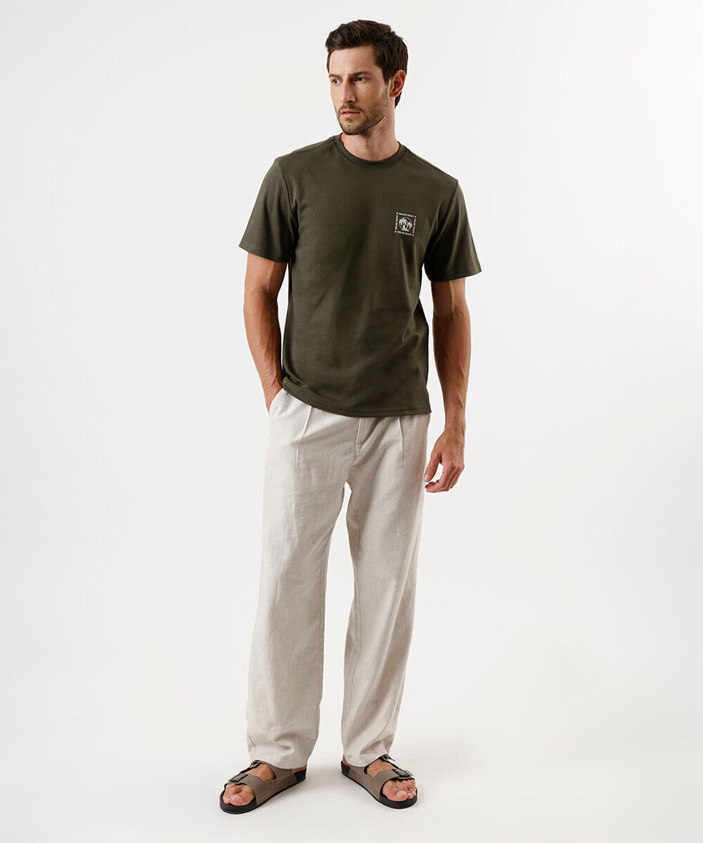 camiseta masculina com algodão estampada verde