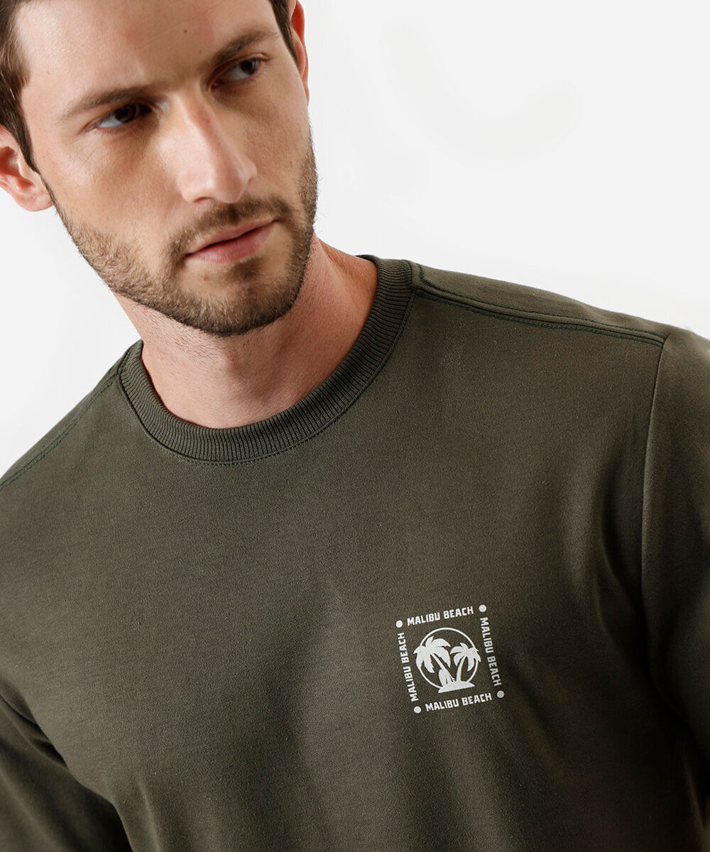 camiseta masculina com algodão estampada verde