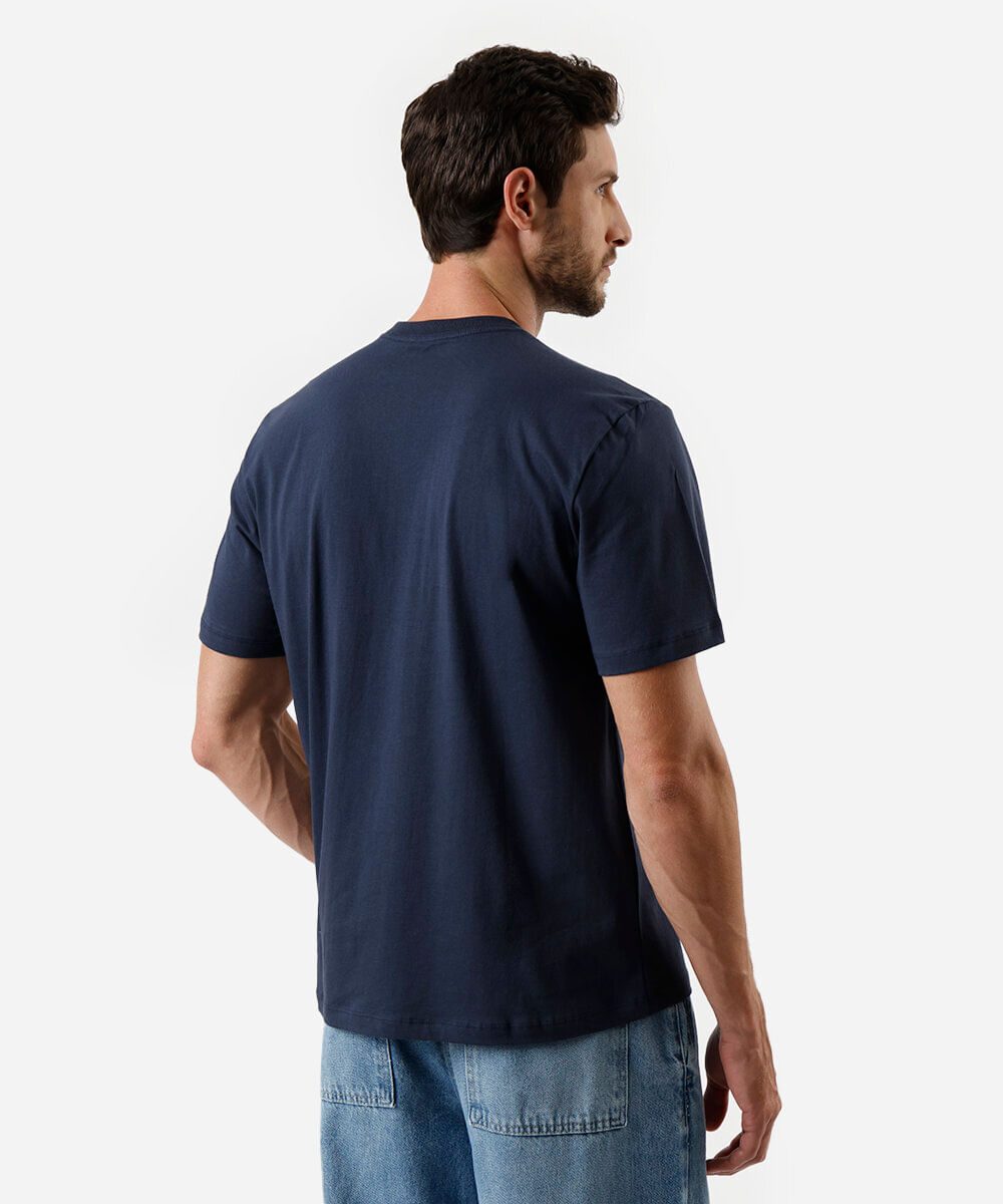 camiseta masculina de algodão estampada azul