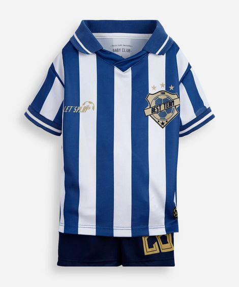 conjunto esportivo infantil listrado azul