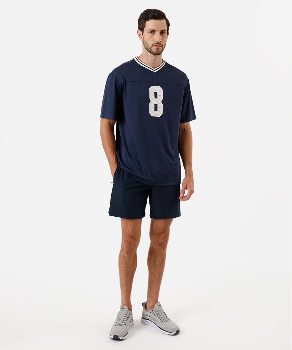 camiseta oversized masculina esportiva estampada azul