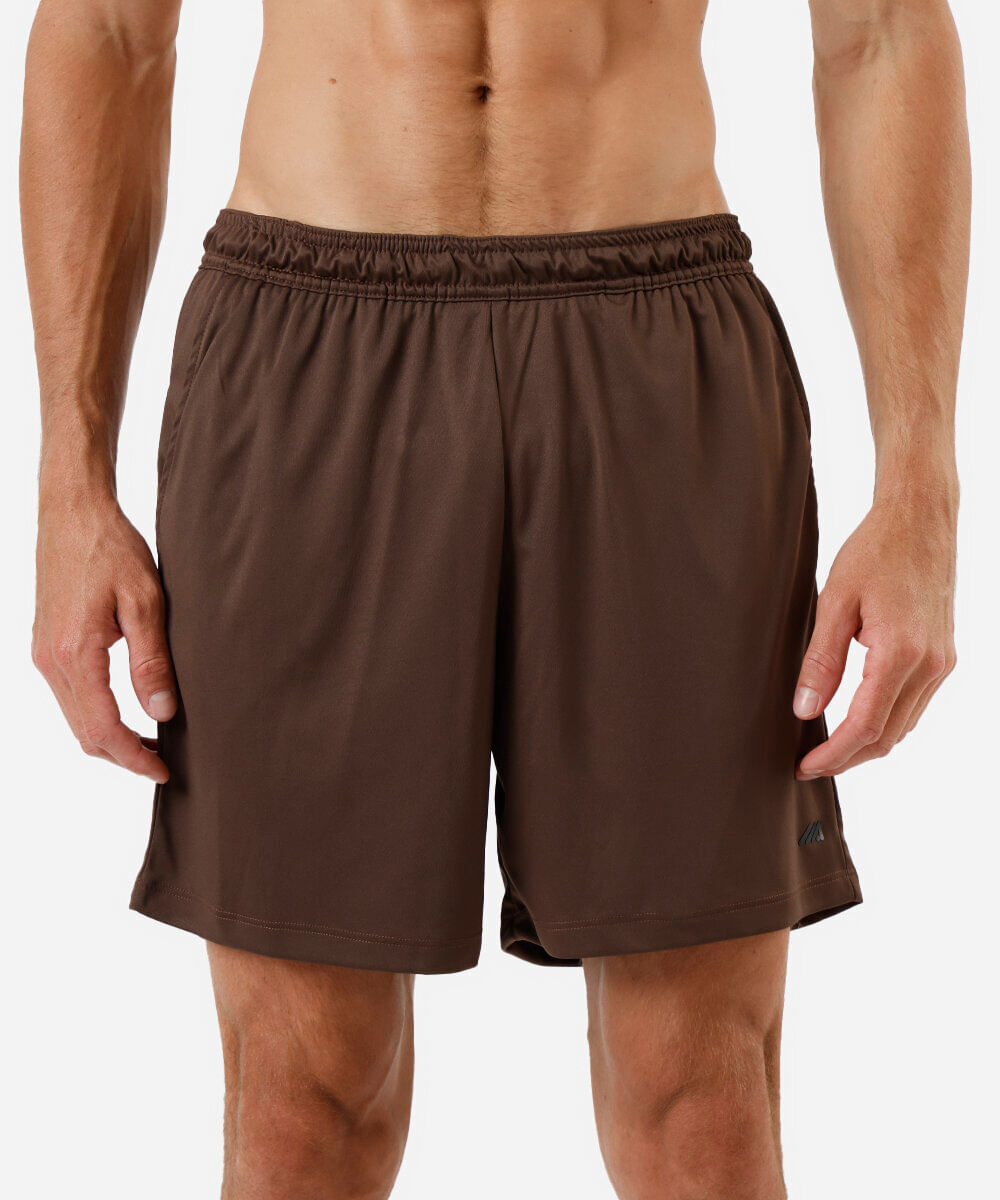 short masculino esportivo com bermuda interna marrom