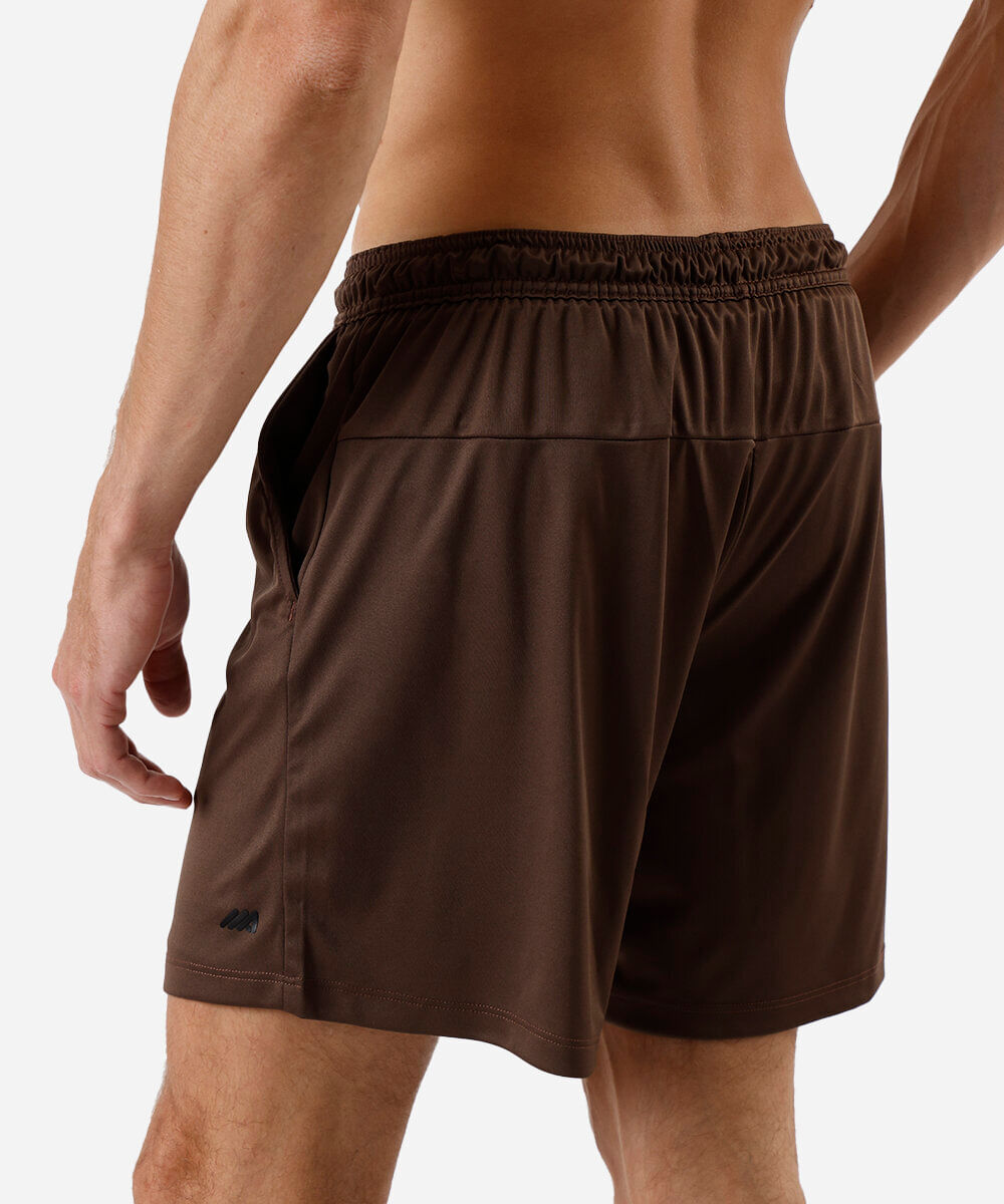 short masculino esportivo com bermuda interna marrom