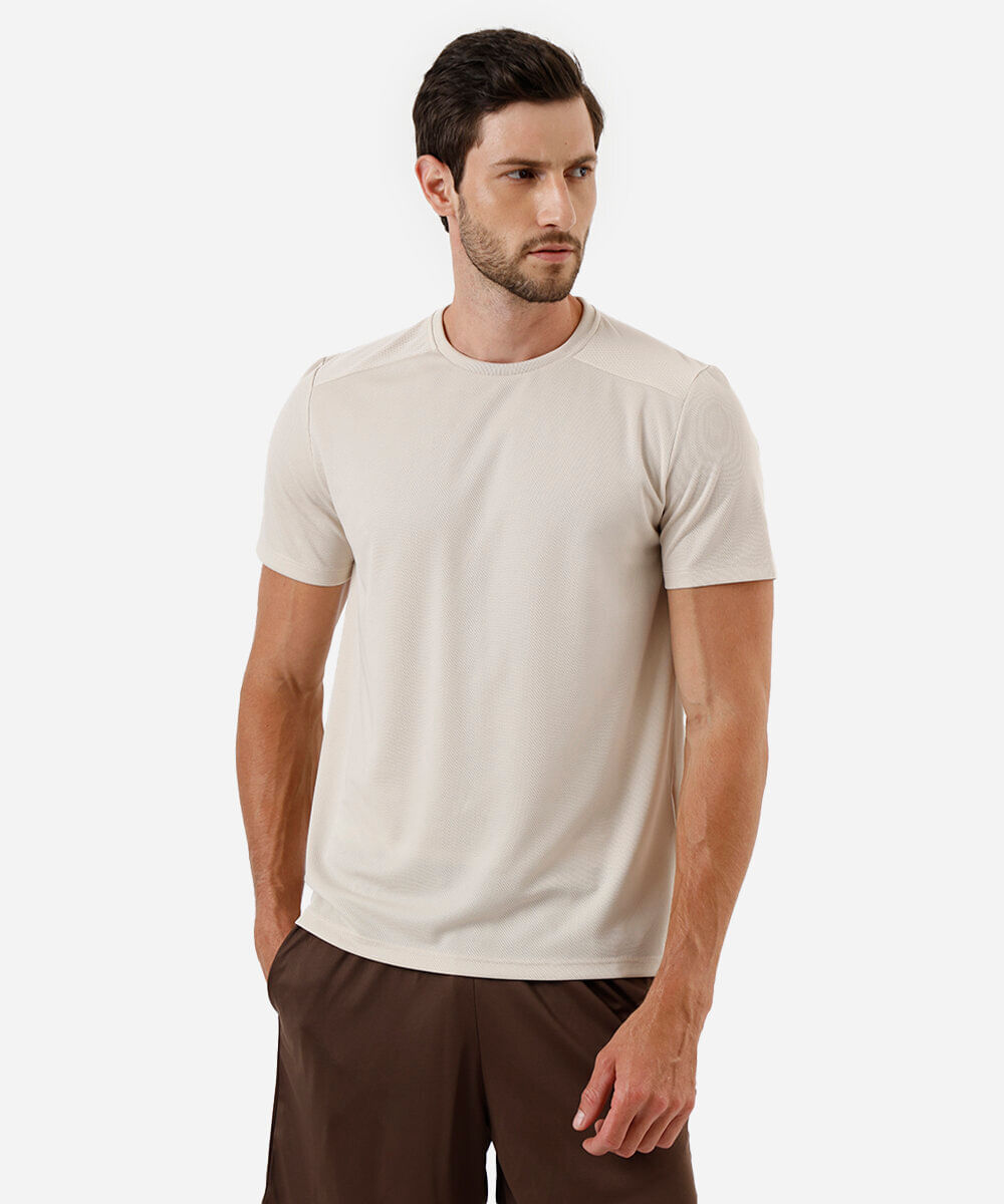 camiseta esportiva masculina bege