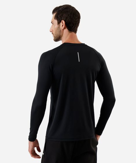 camiseta masculina esportiva ace manga longa com proteção uv preta