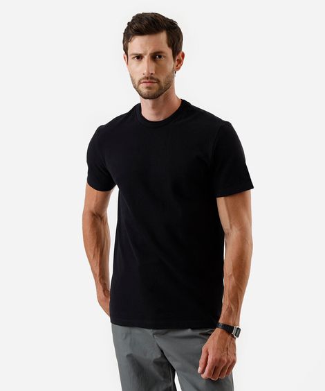camiseta masculina de algodão texturizada preta