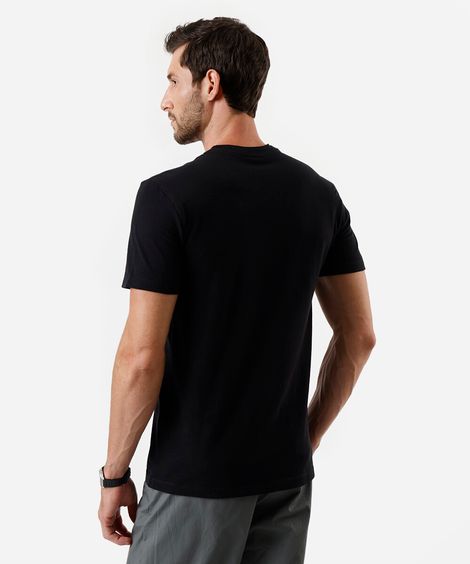 camiseta masculina de algodão texturizada preta