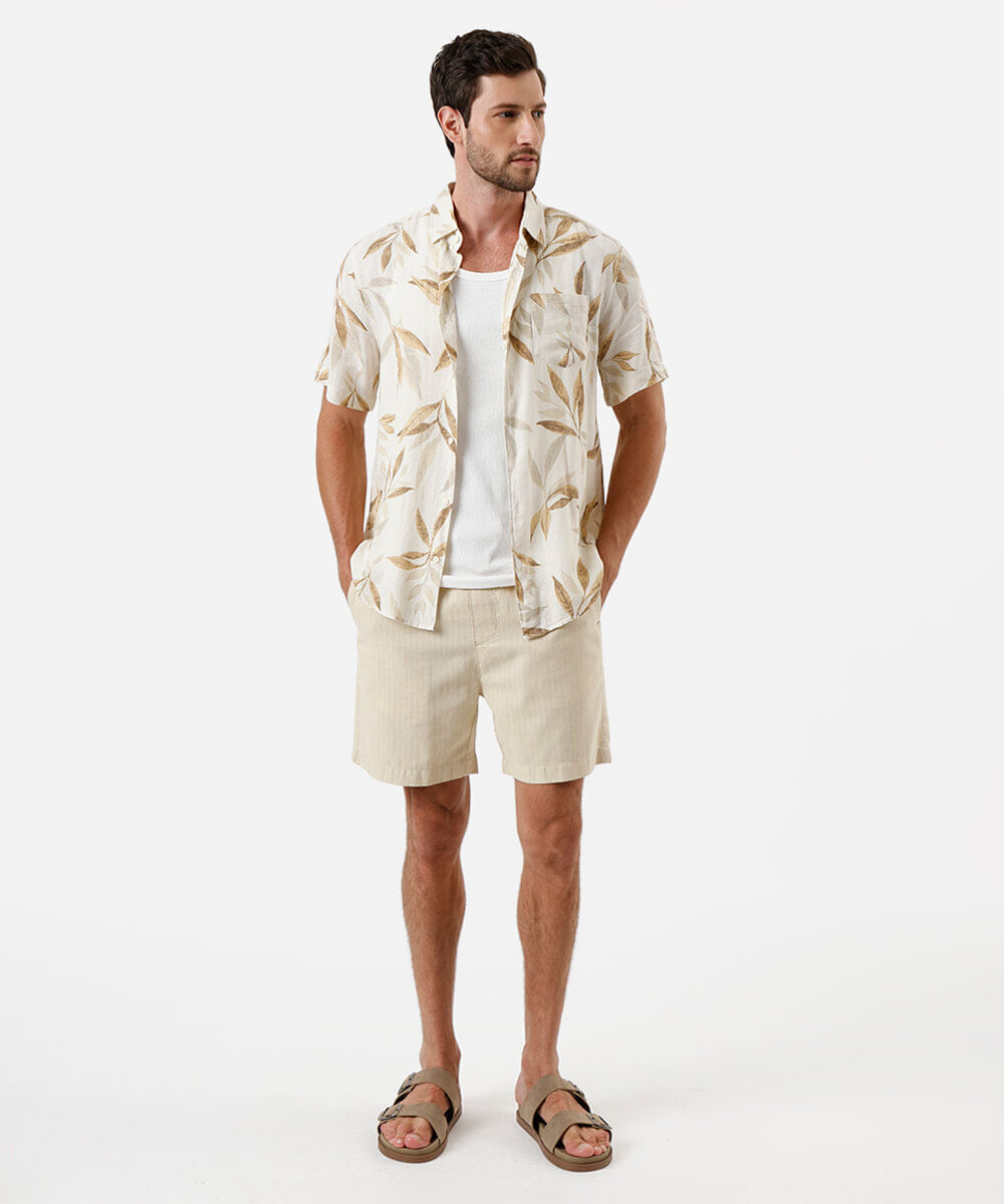 bermuda jogger masculina listrada bege