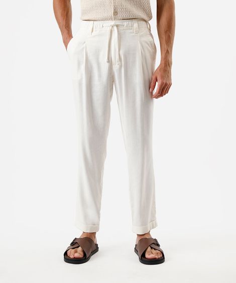 calça jogger masculina com linho off white