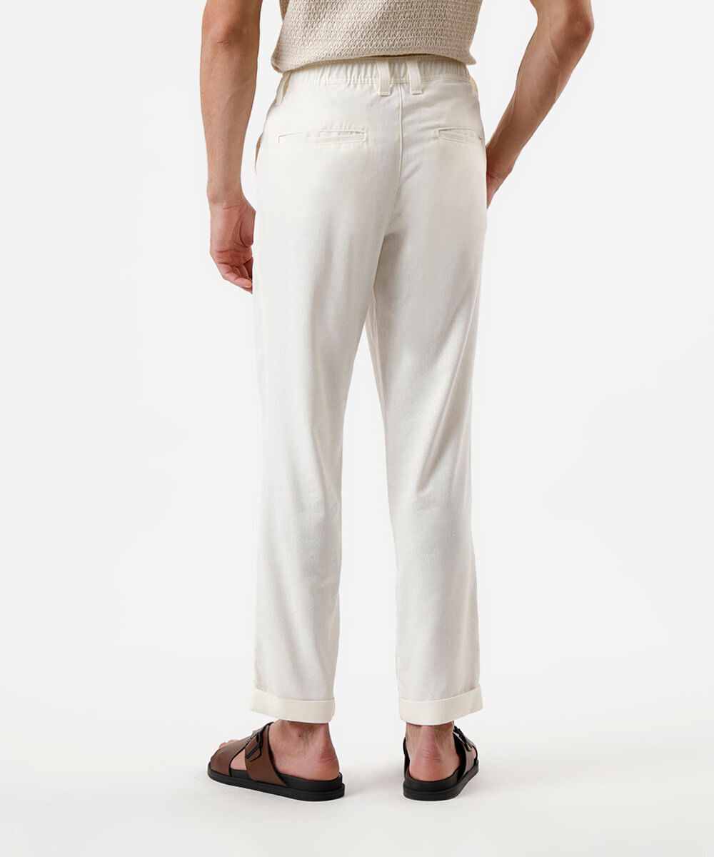 calça jogger masculina com linho off white