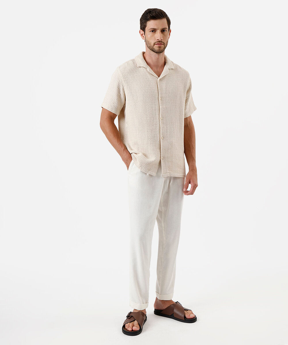 calça jogger masculina com linho off white