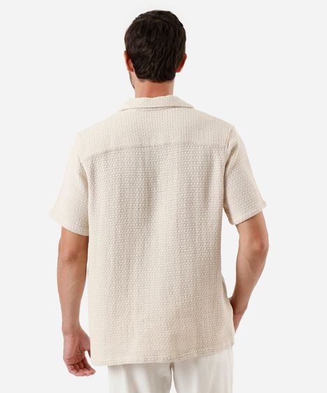 camisa masculina de algodão texturizada off white