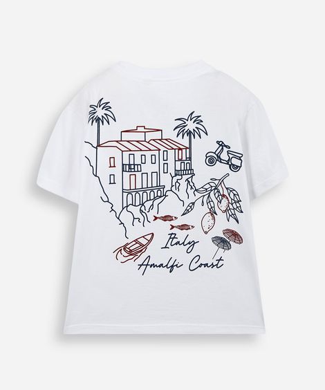 camiseta infantil de algodão estampada off white