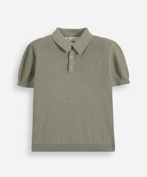polo infantil de tricô com mangas curtas verde