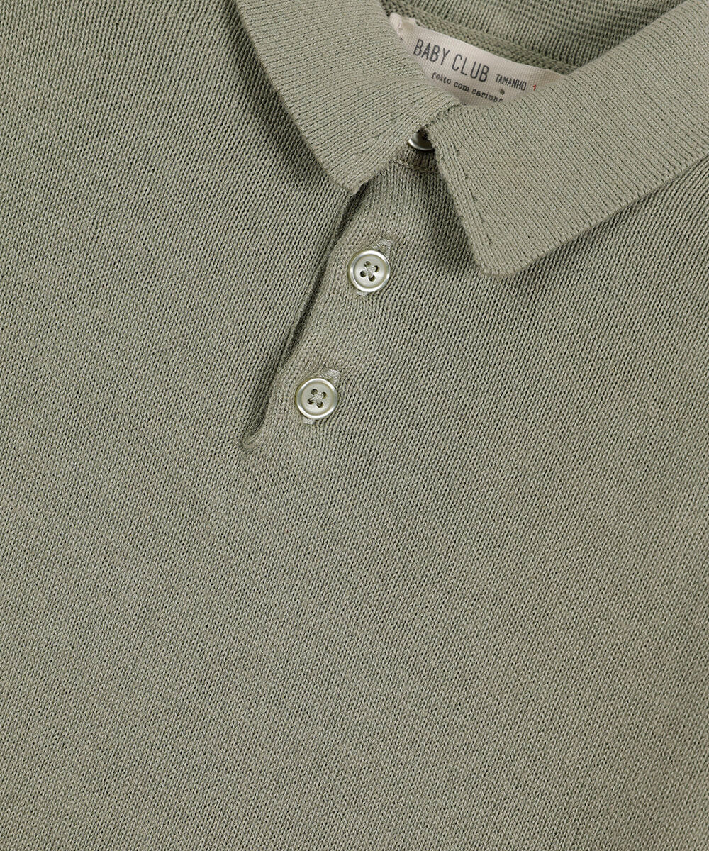 polo infantil de tricô com mangas curtas verde