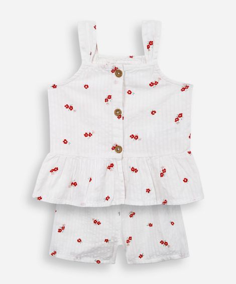 conjunto curto infantil de algodão floral colorido