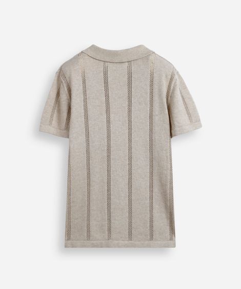polo infantil de tricot texturizada bege