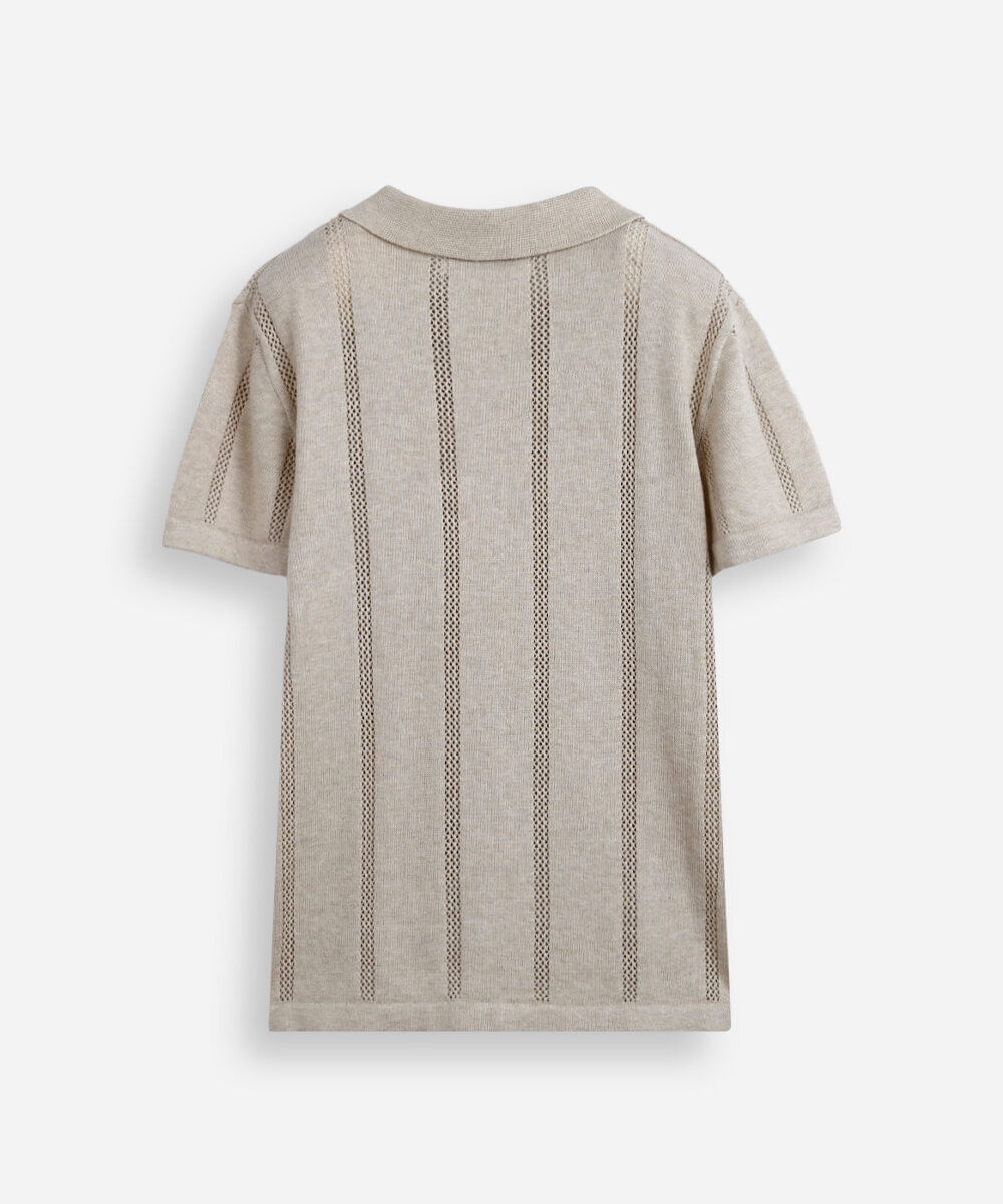 polo infantil de tricot texturizada bege