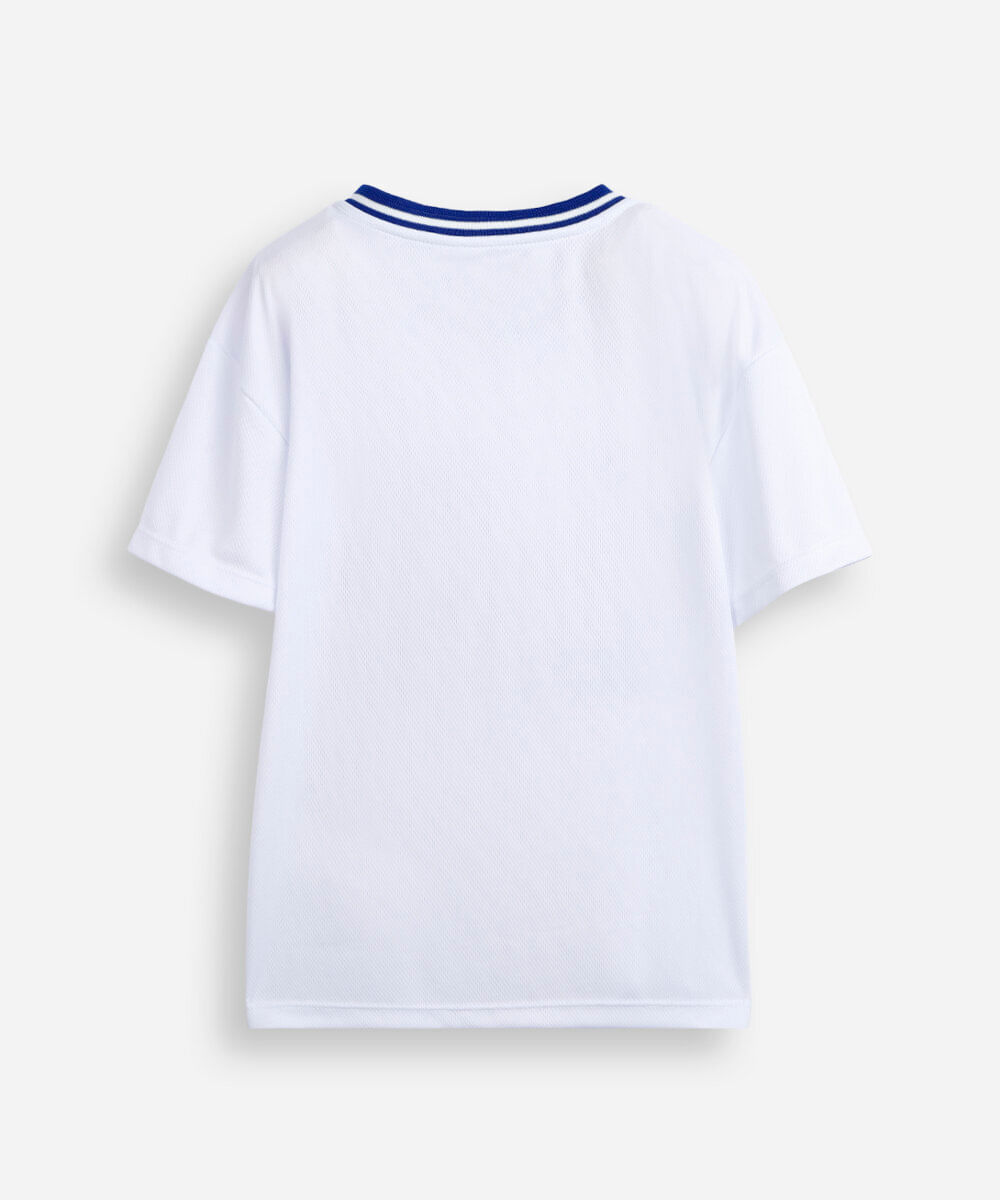 camiseta infantil esportiva gola v los angeles off white
