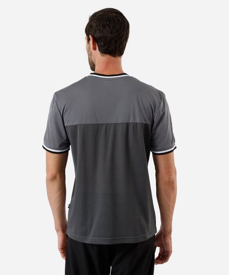 camiseta com recorte brooklyn manga curta esportiva ace cinza