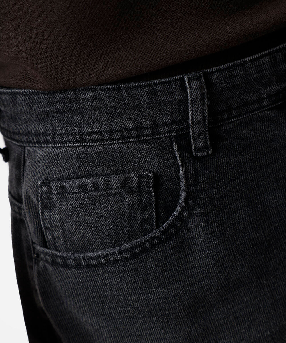 bermuda reta masculina jeans preta