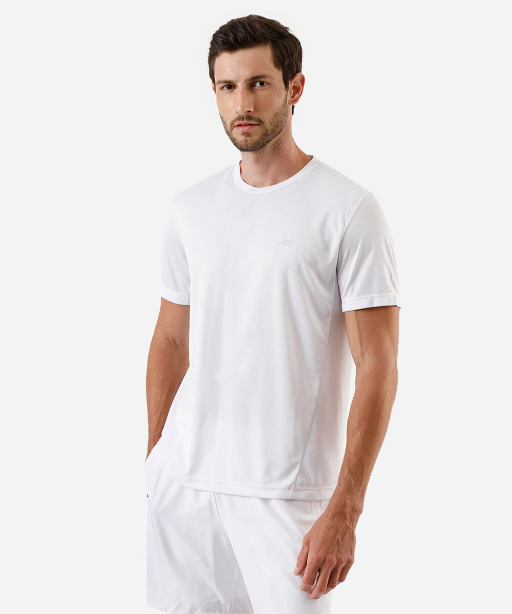 camiseta esportiva masculina com recortes branca