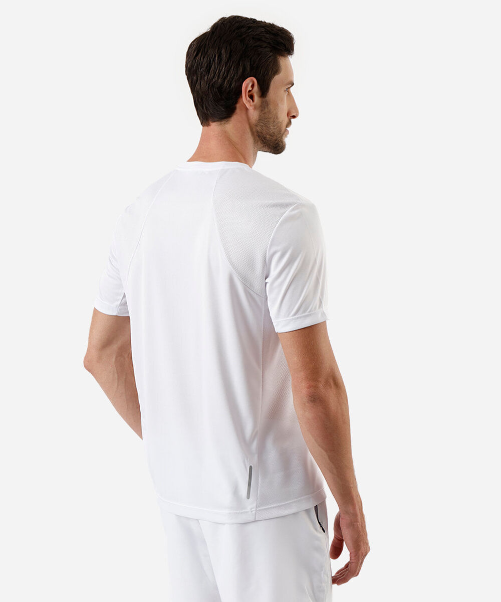 camiseta esportiva masculina com recortes branca