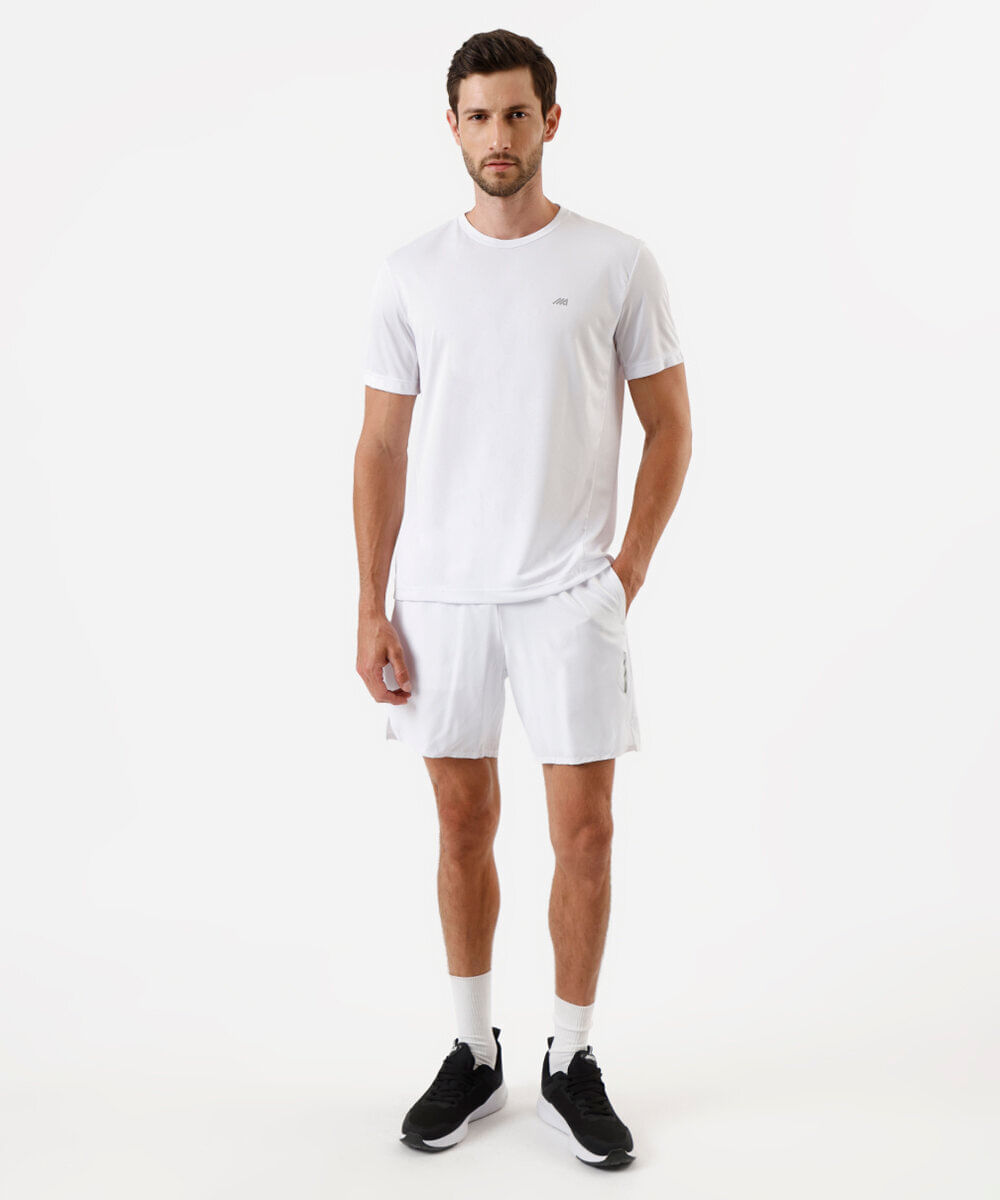 camiseta esportiva masculina com recortes branca