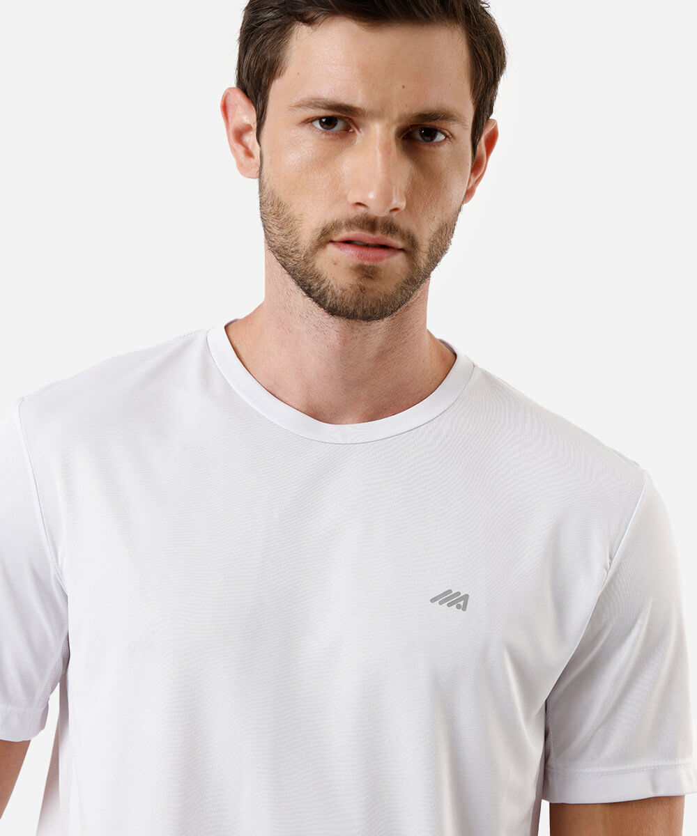camiseta esportiva masculina com recortes branca