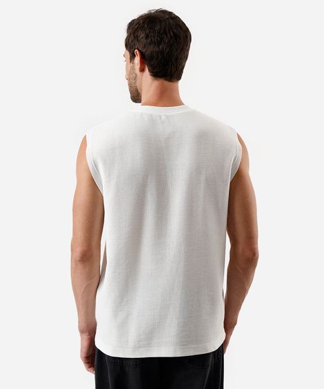 regata machão masculina estampada texturizada off white