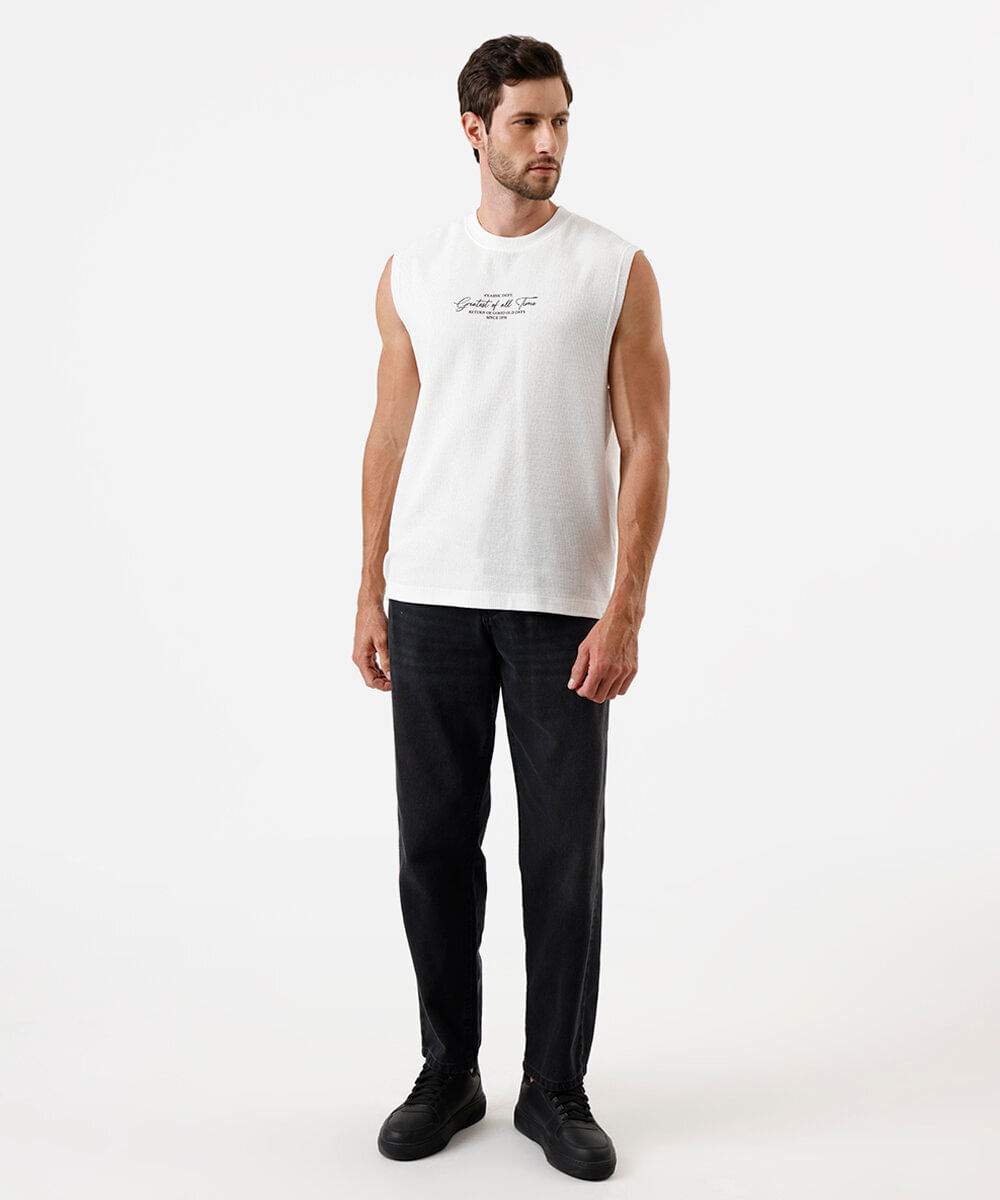 regata machão masculina estampada texturizada off white