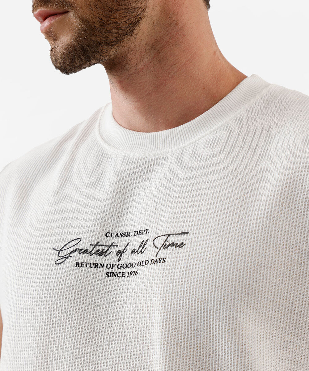 regata machão masculina estampada texturizada off white