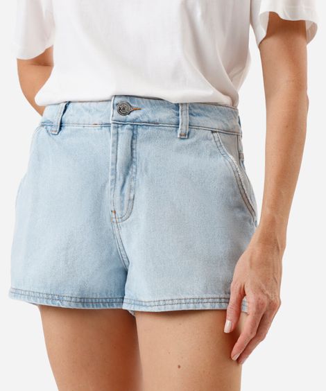 short curto feminino jeans cintura média azul