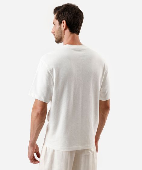 camiseta masculina de algodão bordada off white