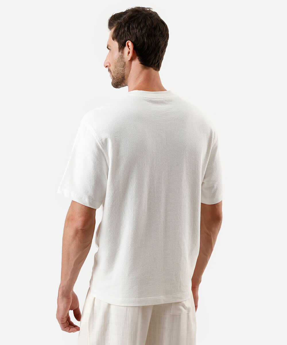 camiseta masculina de algodão bordada off white