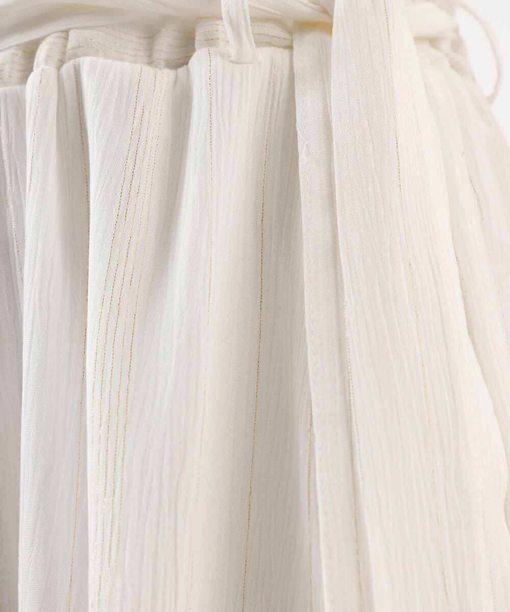 calça wide leg feminina de viscose com lurex texturizada off white