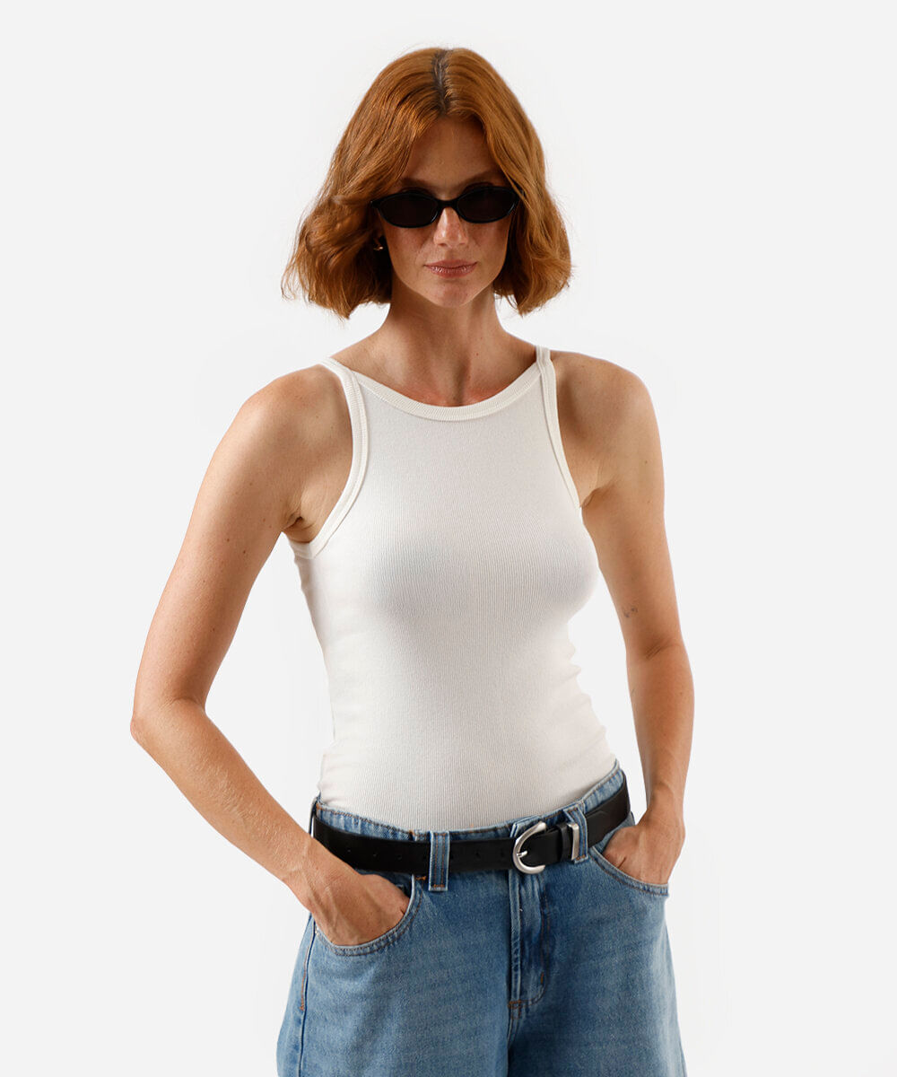 blusa feminina de algodão halterneck off white
