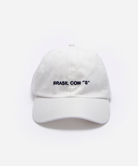 boné aba curva de sarja bordado off white