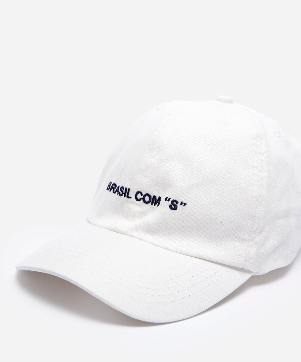 boné aba curva de sarja bordado off white