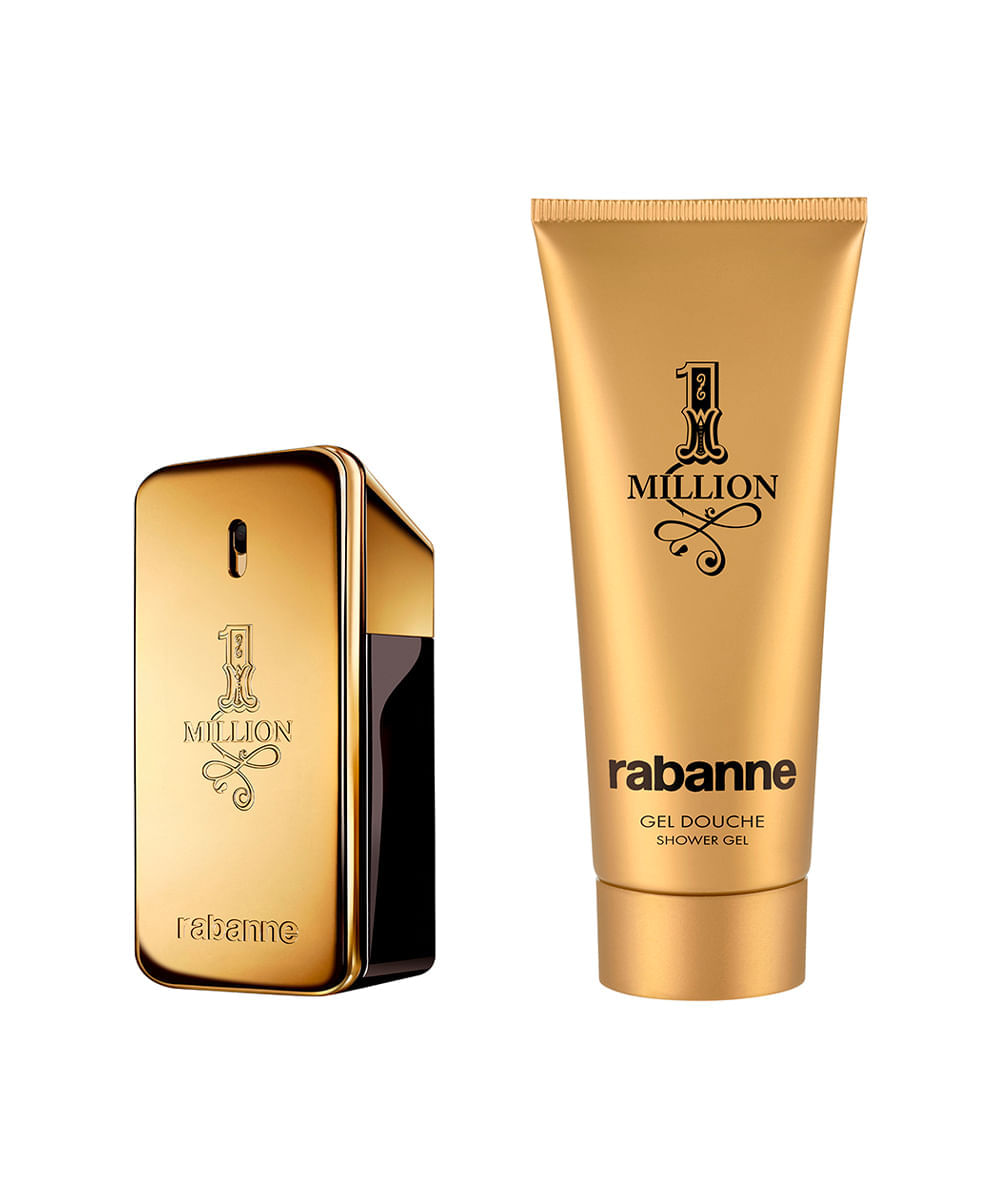 kit perfume masculino rabanne 1 million eau de toilette 50ml e gel de banho 100ml