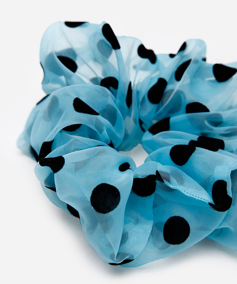 scrunchie poá texturizado azul