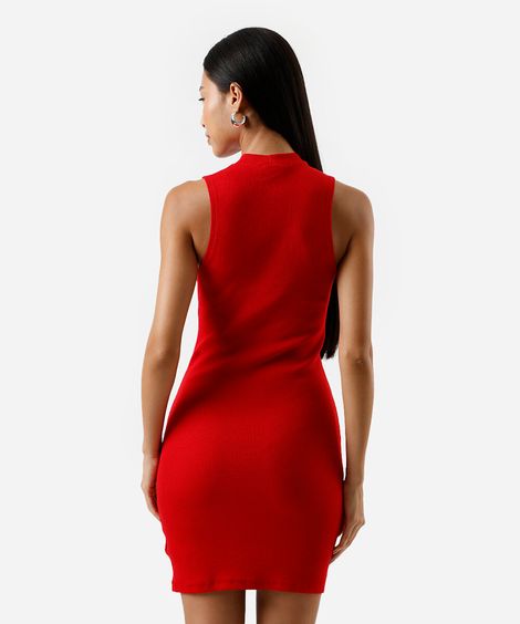 vestido curto feminino de algodão canelado vermelho