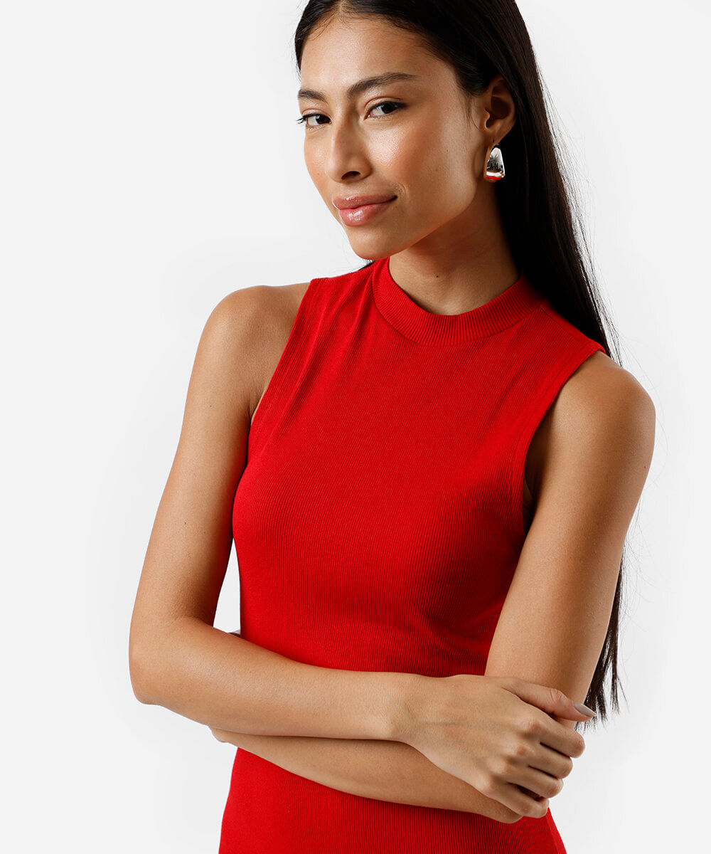 vestido curto feminino de algodão canelado vermelho