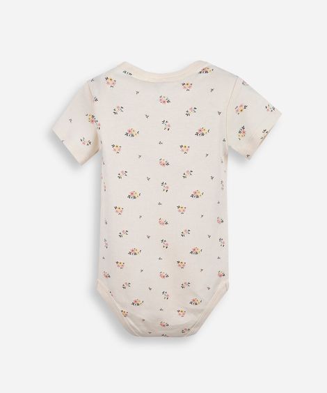 body infantil de algodão floral bege