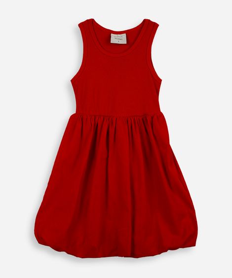 vestido infantil de algodão balonê vermelho