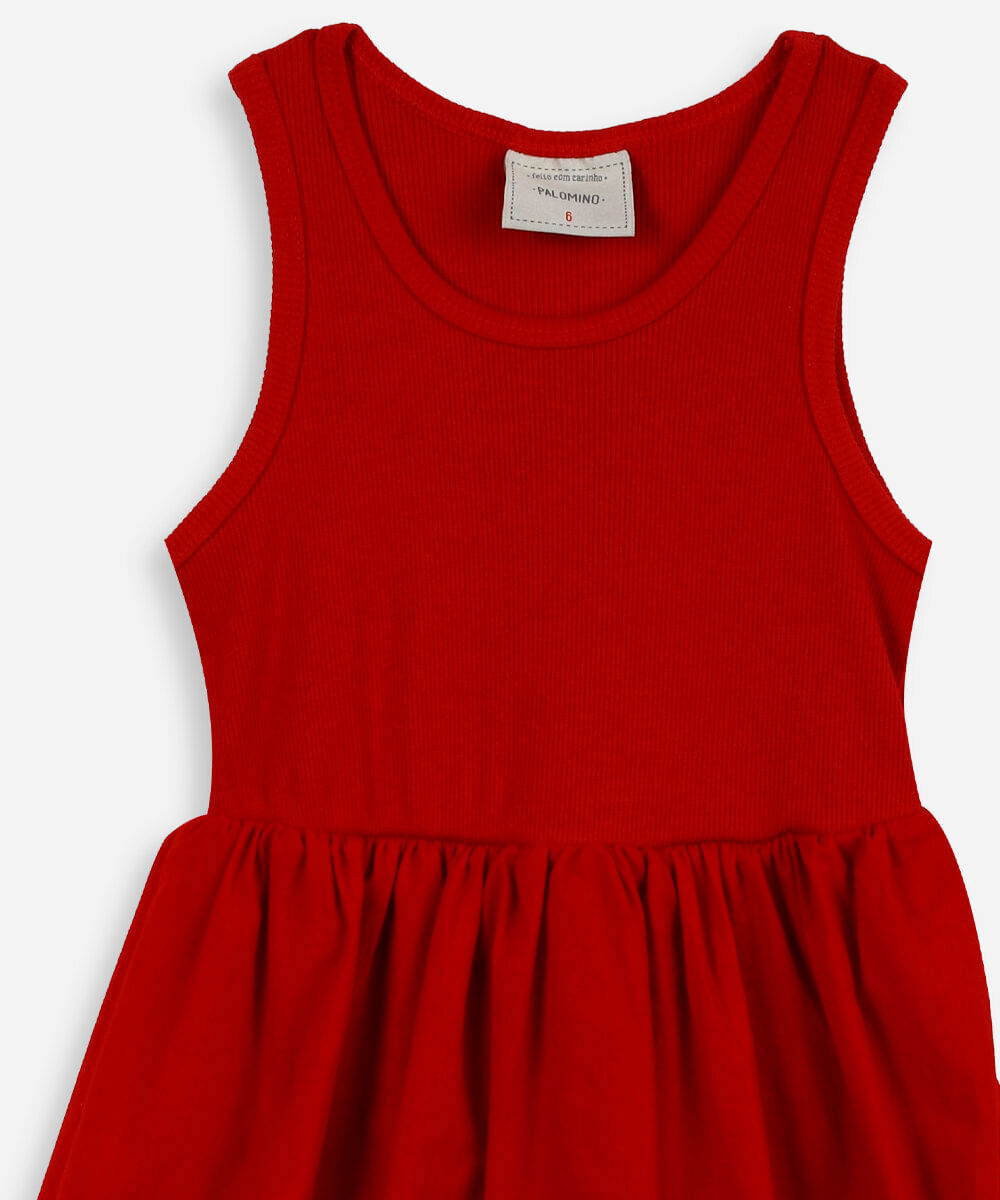 vestido infantil de algodão balonê vermelho