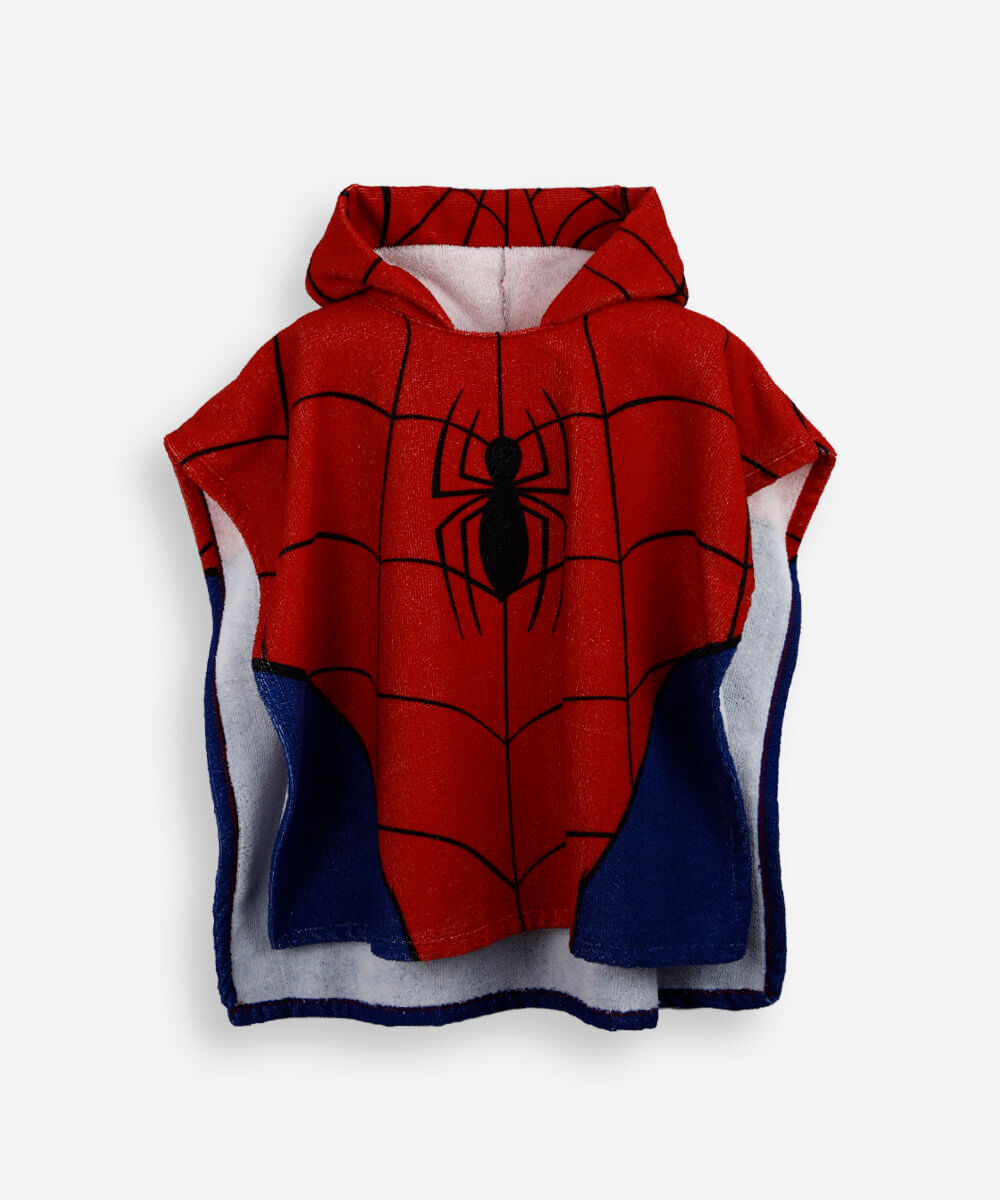 poncho saída de praia infantil homem aranha vermelho