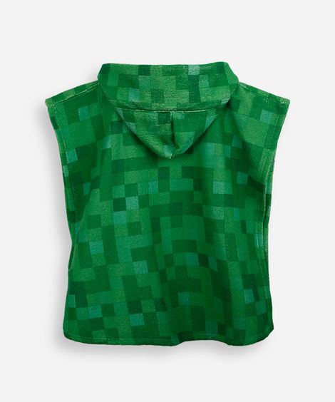 poncho saída de praia infantil minecraft verde