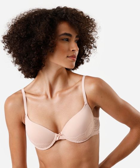sutiã meia taça com renda rosa