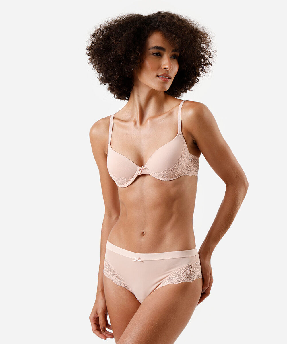 sutiã meia taça com renda rosa